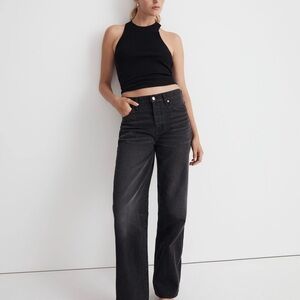 Madewell Low-Slung Straight Jeans in Washed Black (Kent Wash)